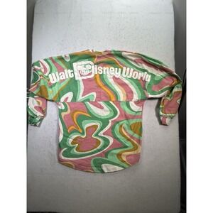 Walt Disney World Spirit Jersey Green Pink Long Sleeve Shirt Adult XS Puff Print